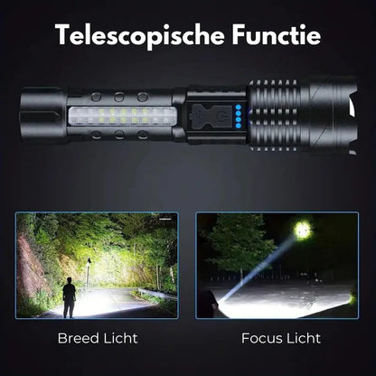 LED Flashlight 5000 Lumen | XHP50 Chip & COB Side Light | USB Rechargeable | Suitable for Outdoor & Emergency Use