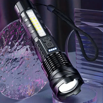 LED Flashlight 5000 Lumen | XHP50 Chip & COB Side Light | USB Rechargeable | Suitable for Outdoor & Emergency Use