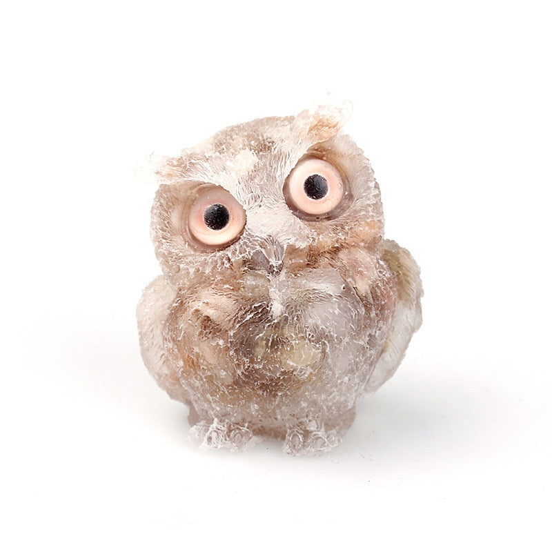 Decorative Owl Statue Made of Natural Crystal for Home Accent