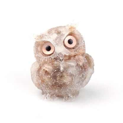 Decorative Owl Statue Made of Natural Crystal for Home Accent