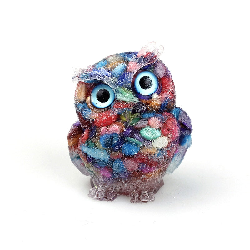 Decorative Owl Statue Made of Natural Crystal for Home Accent