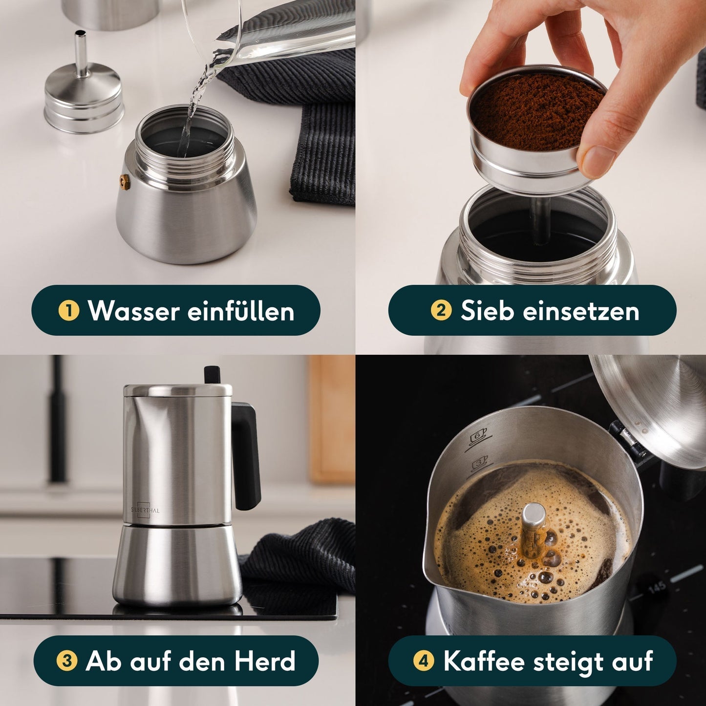 Complete Coffee Brewing Set | Manual Grinder & Frother for 6 Cups