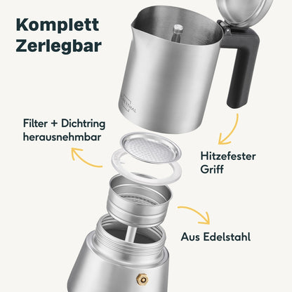 Complete Coffee Brewing Set | Manual Grinder & Frother for 6 Cups