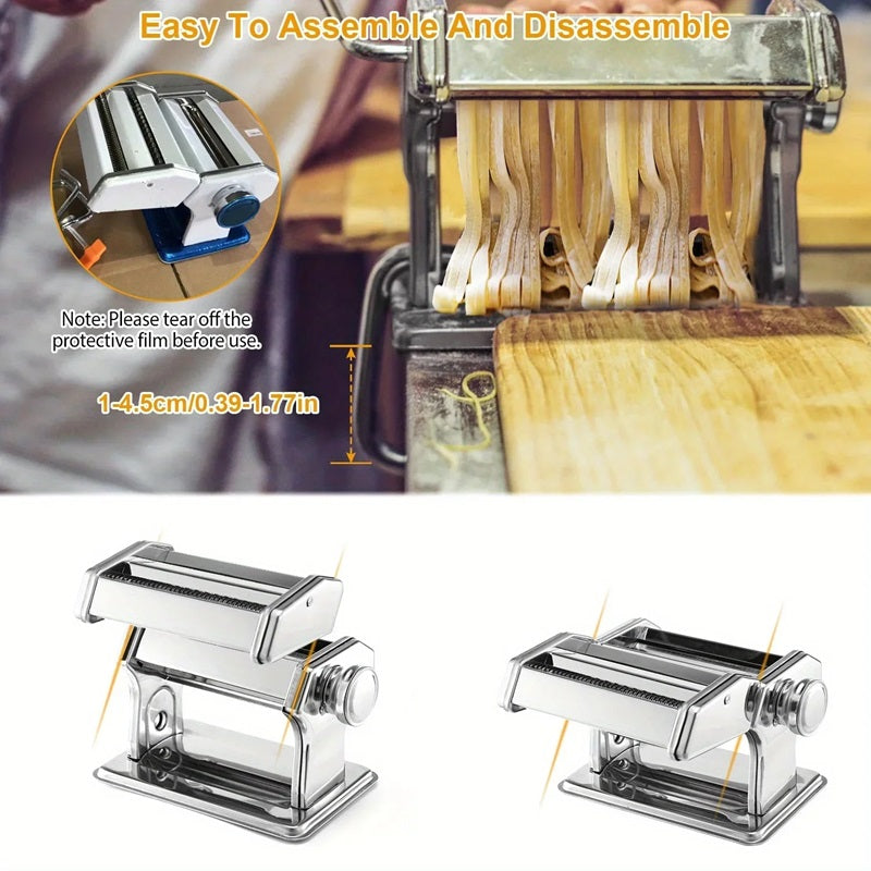 Compact Stainless Steel Pasta Machine with 6 Thickness Settings