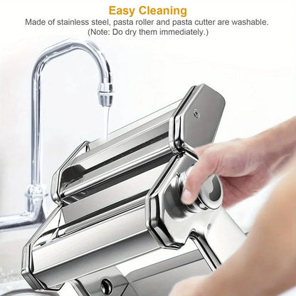 Compact Stainless Steel Pasta Machine with 6 Thickness Settings
