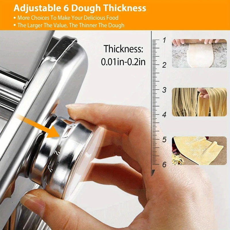 Compact Stainless Steel Pasta Machine with 6 Thickness Settings
