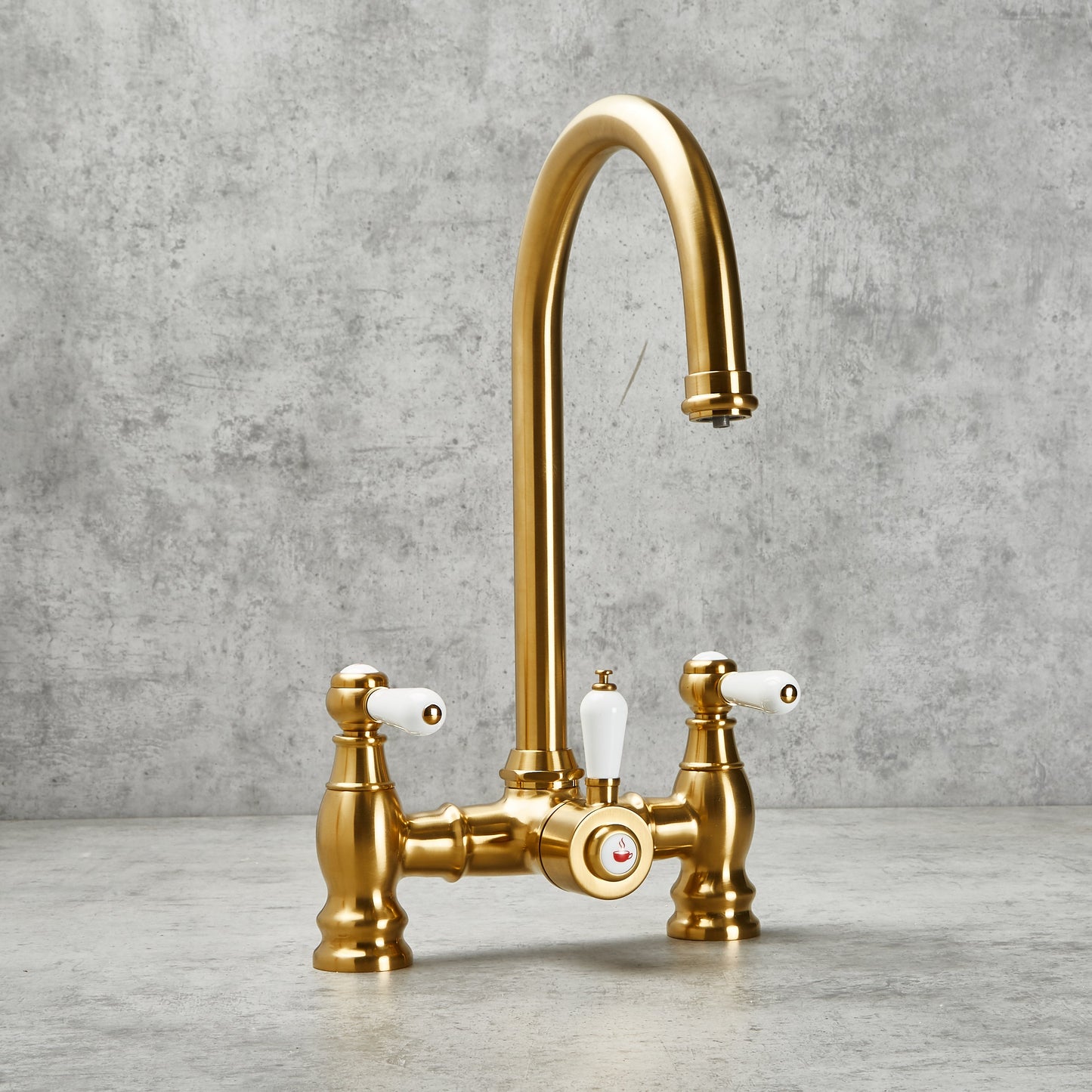 3-in-1 Boiling Tap with Ceramic Levers in Brushed Gold Finish