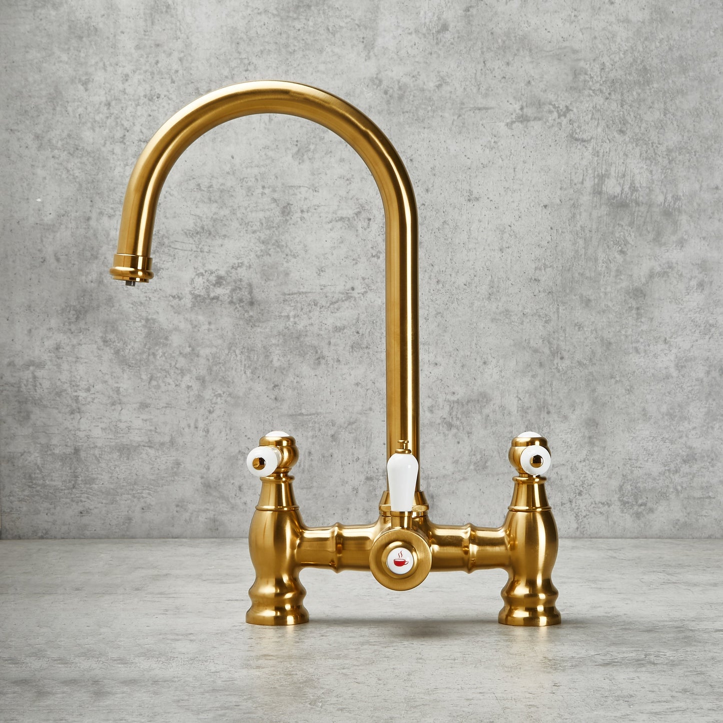 3-in-1 Boiling Tap with Ceramic Levers in Brushed Gold Finish