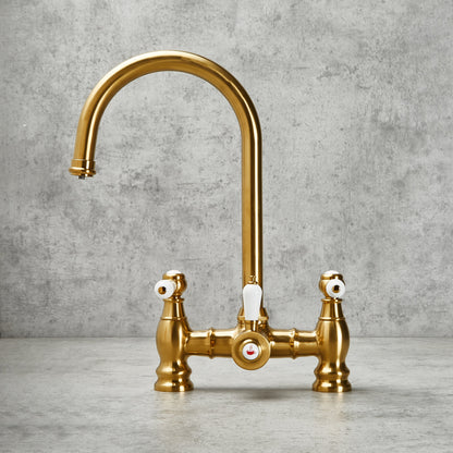 3-in-1 Boiling Tap with Ceramic Levers in Brushed Gold Finish