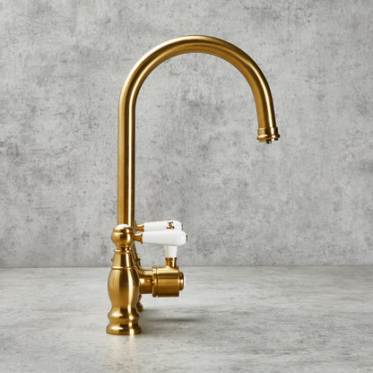 3-in-1 Boiling Tap with Ceramic Levers in Brushed Gold Finish