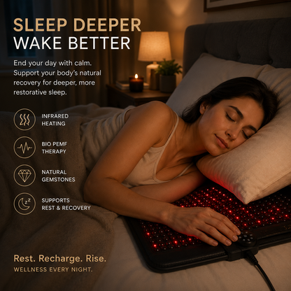 Infrared Heating Mat with PEMF Therapy – 19 x 34 in, 660nm LEDs, Amethyst, Tourmaline & Jade, 85–159°F