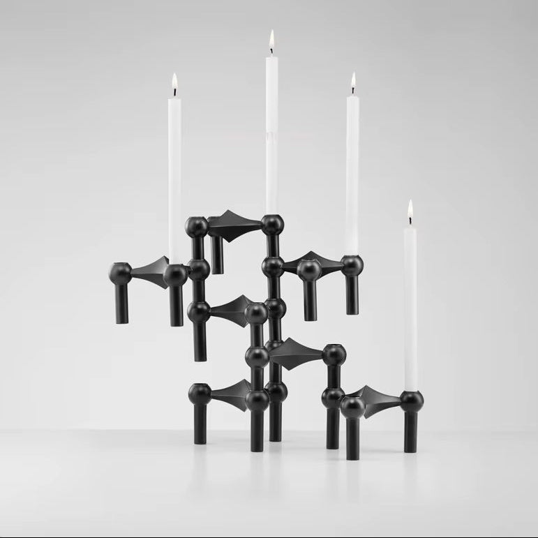 Abstract Metal Candle Holder – Unique Molecular Design Accent