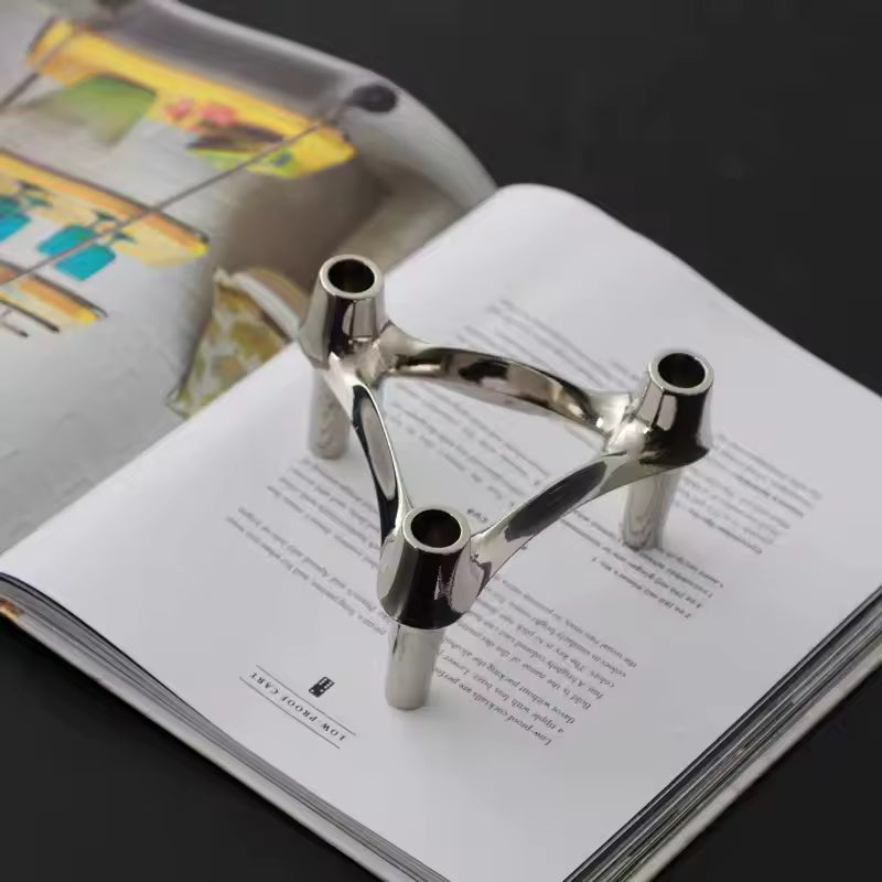 Abstract Metal Candle Holder – Unique Molecular Design Accent