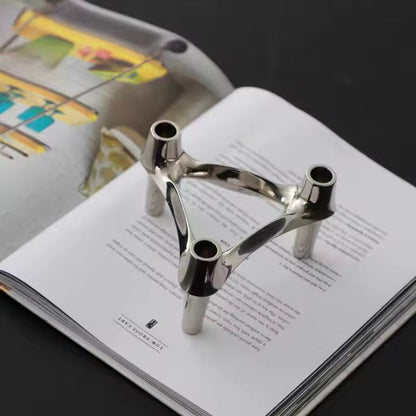 Abstract Metal Candle Holder – Unique Molecular Design Accent