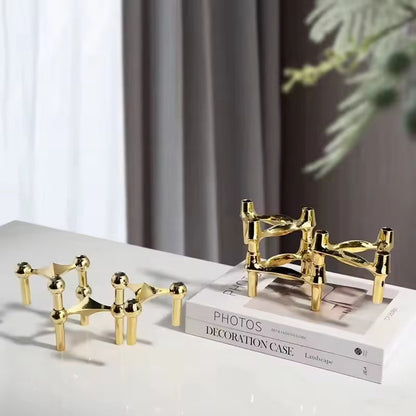 Abstract Metal Candle Holder – Unique Molecular Design Accent
