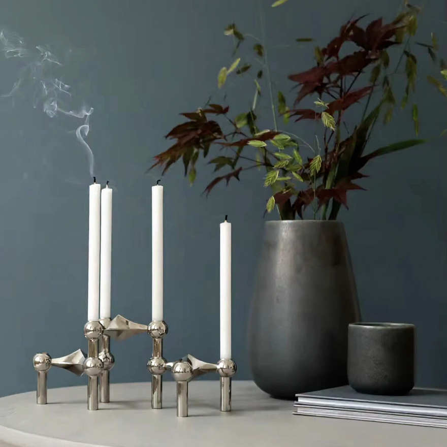 Abstract Metal Candle Holder – Unique Molecular Design Accent