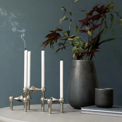 Abstract Metal Candle Holder – Unique Molecular Design Accent