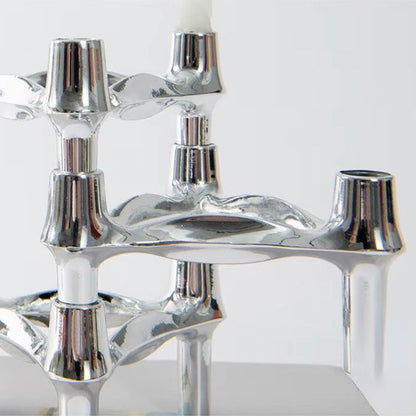 Abstract Metal Candle Holder – Unique Molecular Design Accent