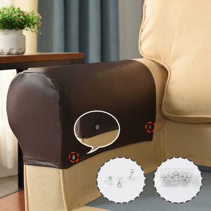 2-Pack Faux Leather Armrest Protectors for Sofas