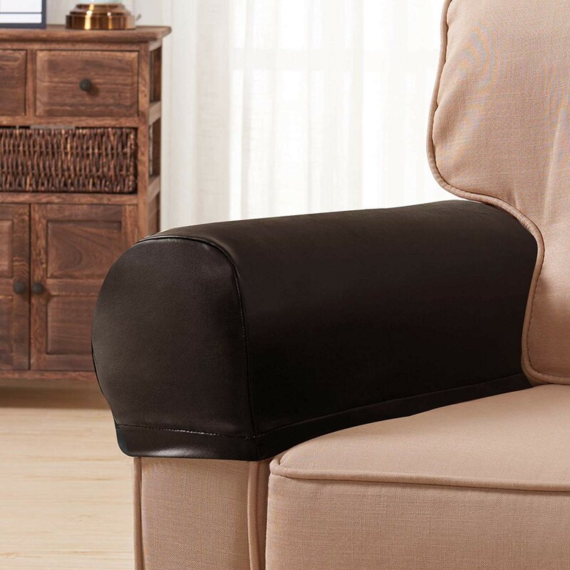 2-Pack Faux Leather Armrest Protectors for Sofas
