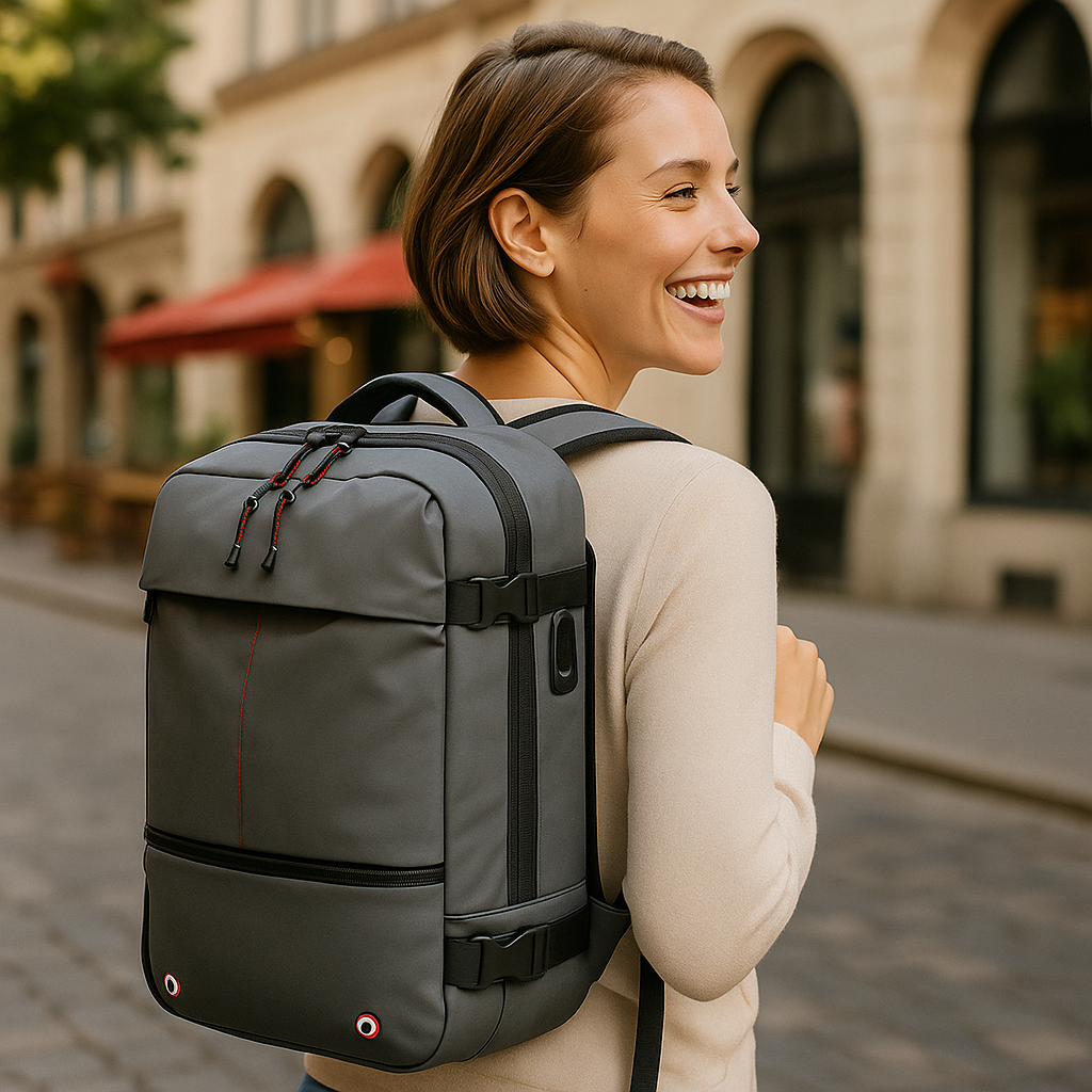 Slim Waterproof Compression Backpack with USB for Carry-On Luggage