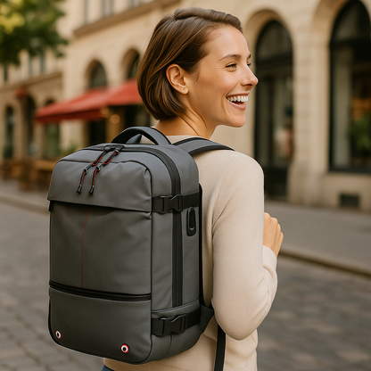 Slim Waterproof Compression Backpack with USB for Carry-On Luggage