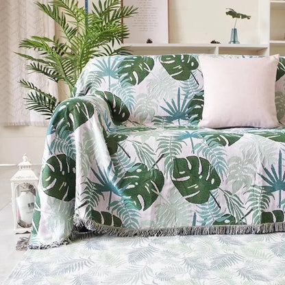 Soft Reversible Cushion Cover with Palm Print and Tassels