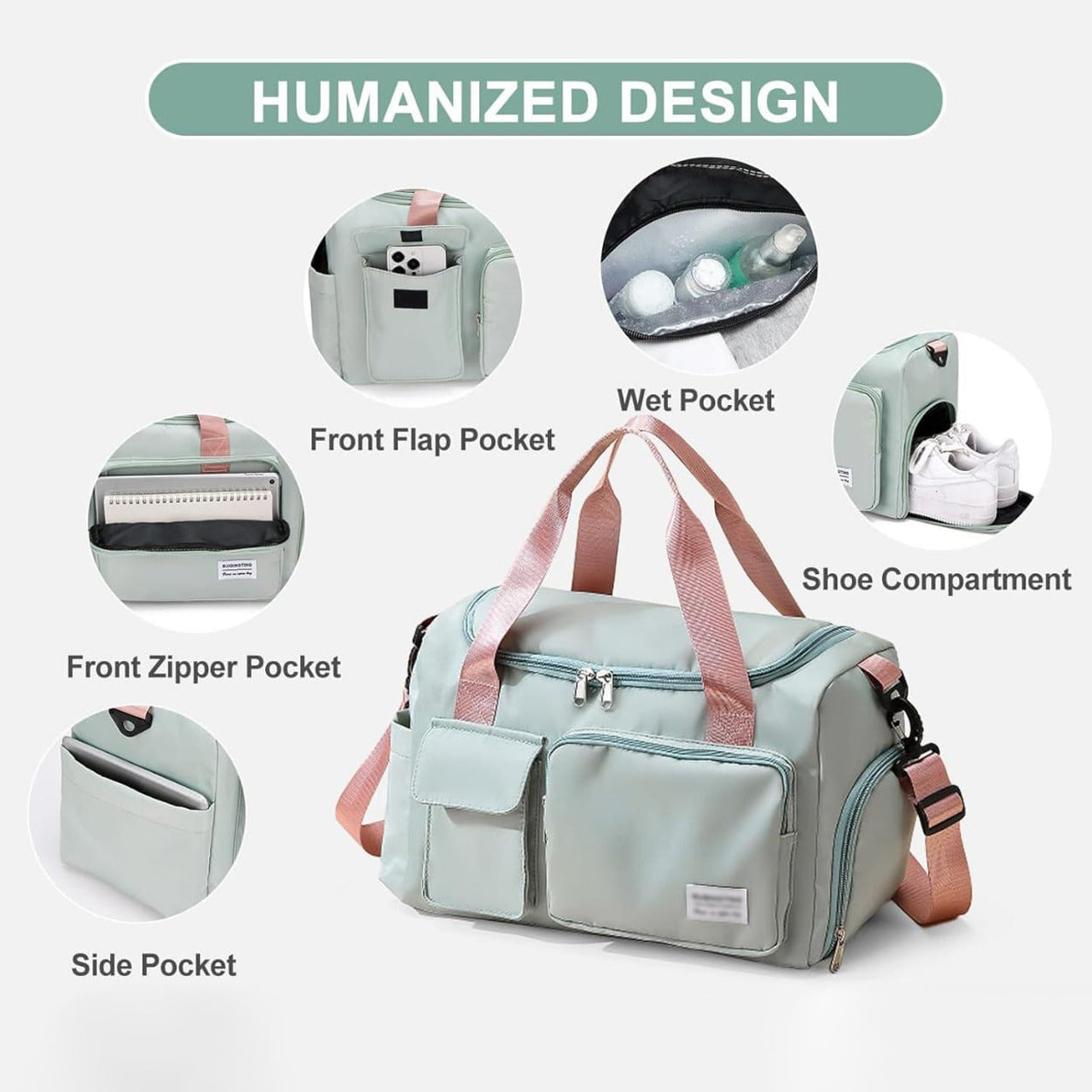 Sport Duffle Bag with Multiple Compartments and Shoe Section