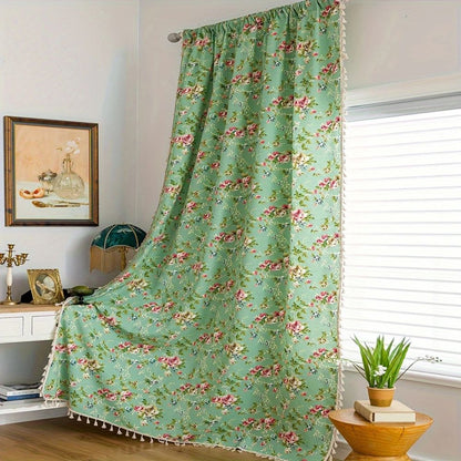 Charming Floral Tassel Window Drapes