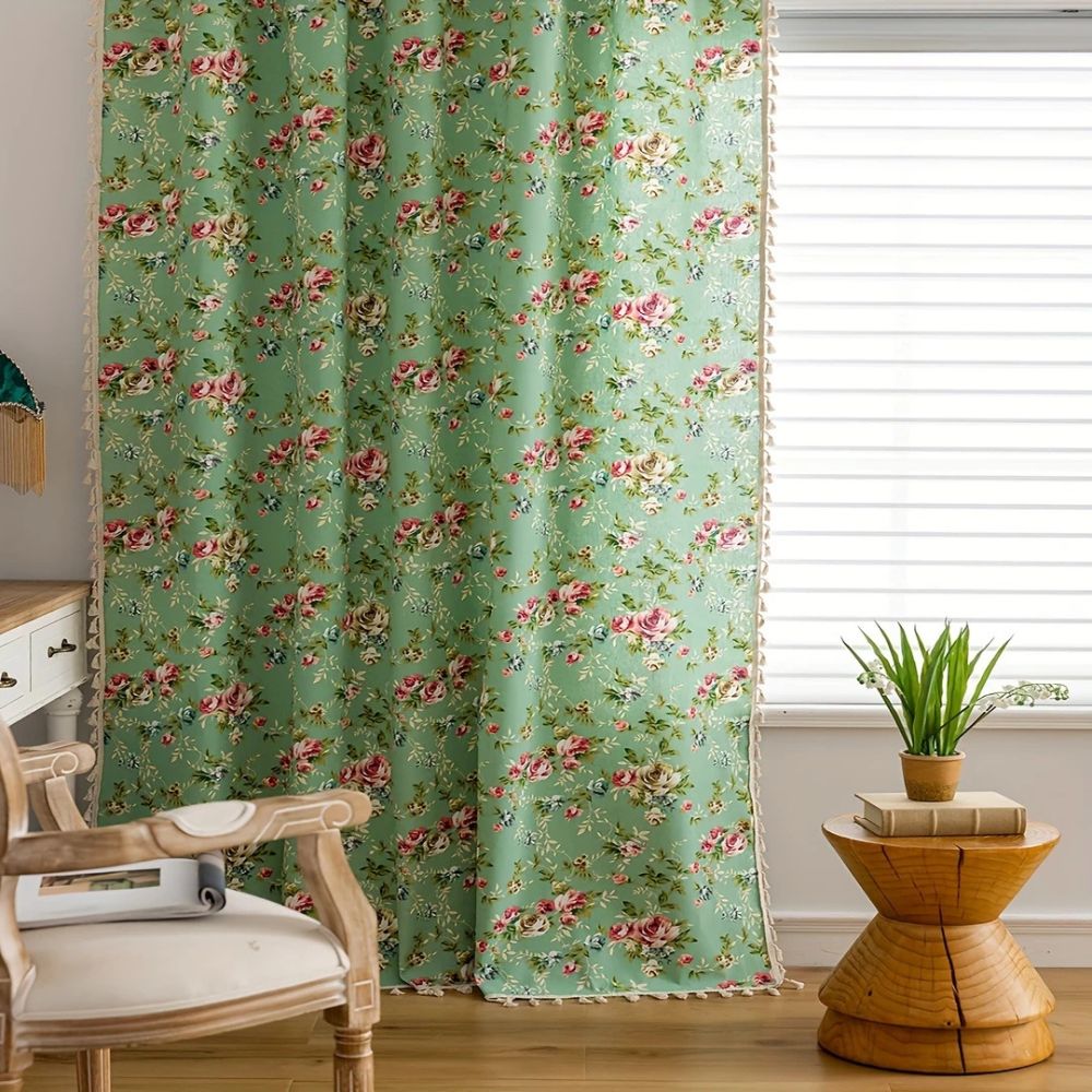 Charming Floral Tassel Window Drapes