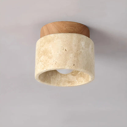 Rustic Travertine Ceiling Light Fixture - TavaGlow Style