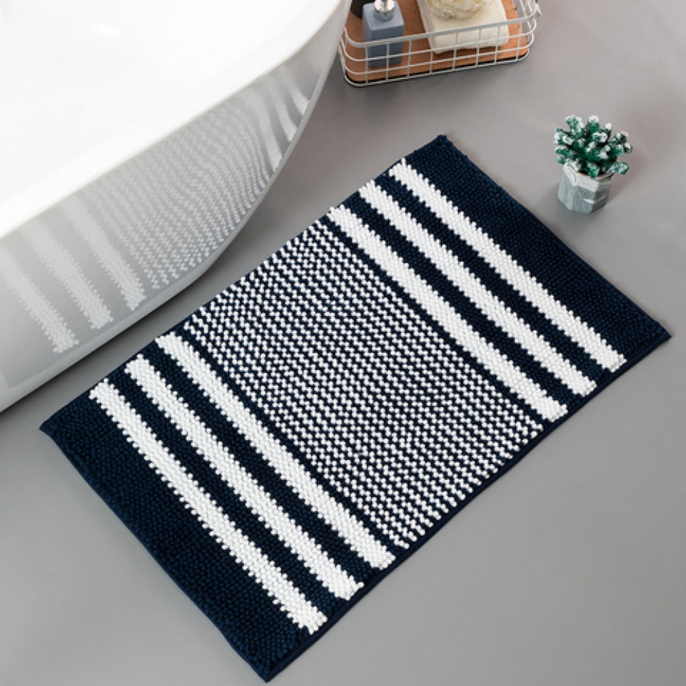 Luxurious Chenille Striped Bath Rug for Ultimate Comfort