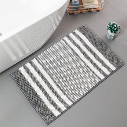 Luxurious Chenille Striped Bath Rug for Ultimate Comfort