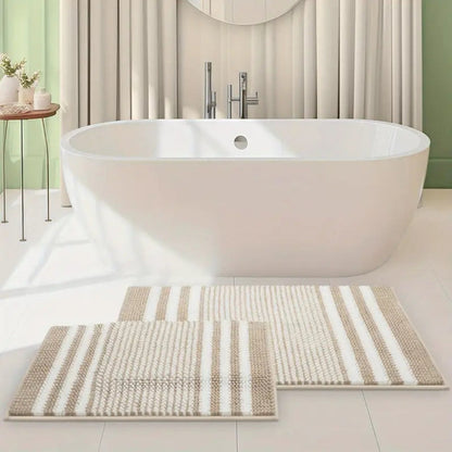 Luxurious Chenille Striped Bath Rug for Ultimate Comfort