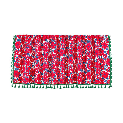 Charming Crimson Floral Linen Cabinet Curtain