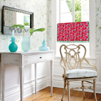 Charming Crimson Floral Linen Cabinet Curtain