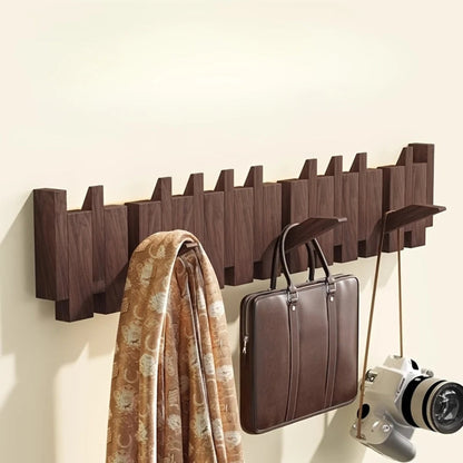 Elegant Foldable Wooden Wall Hook Rack for Easy Organization