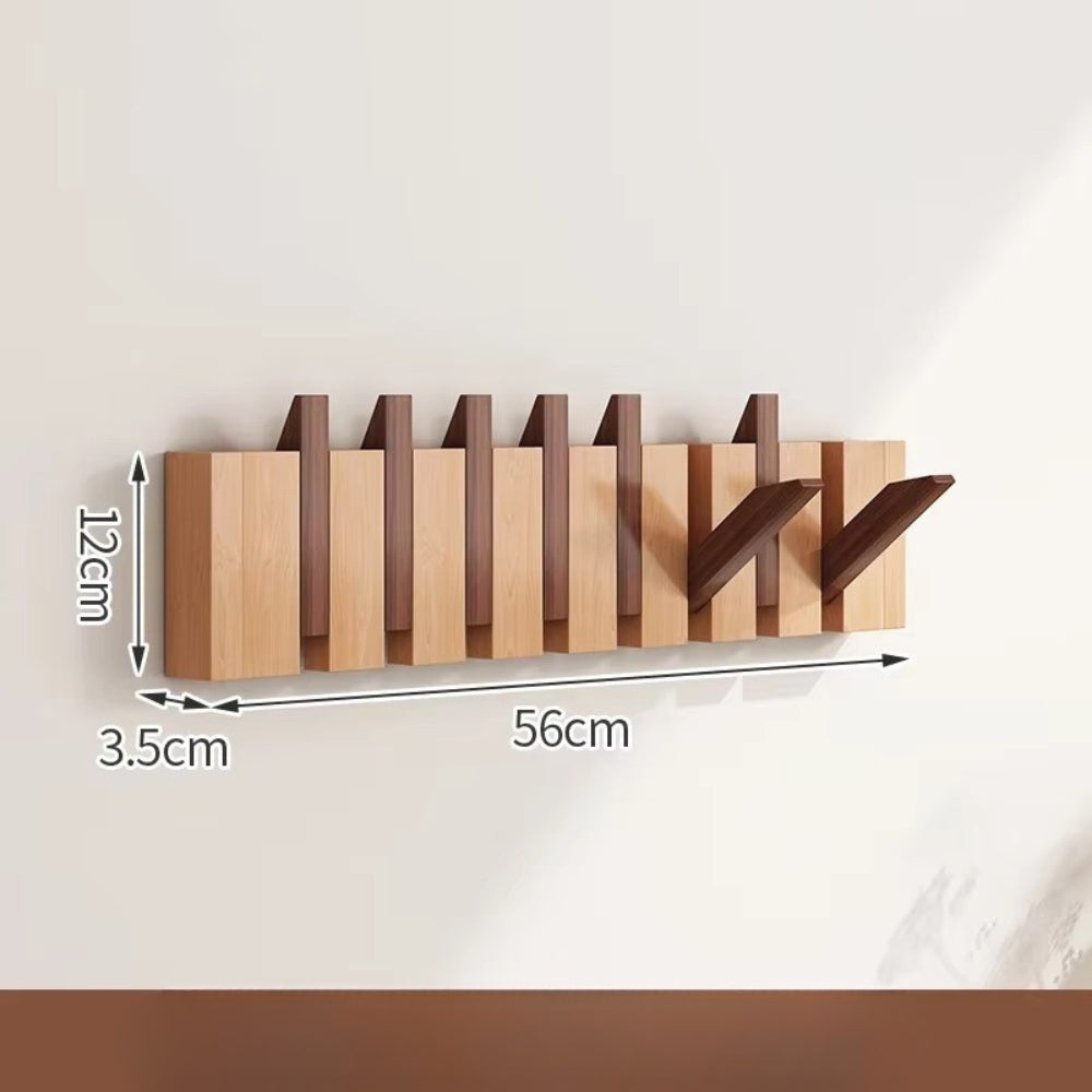 Elegant Foldable Wooden Wall Hook Rack for Easy Organization