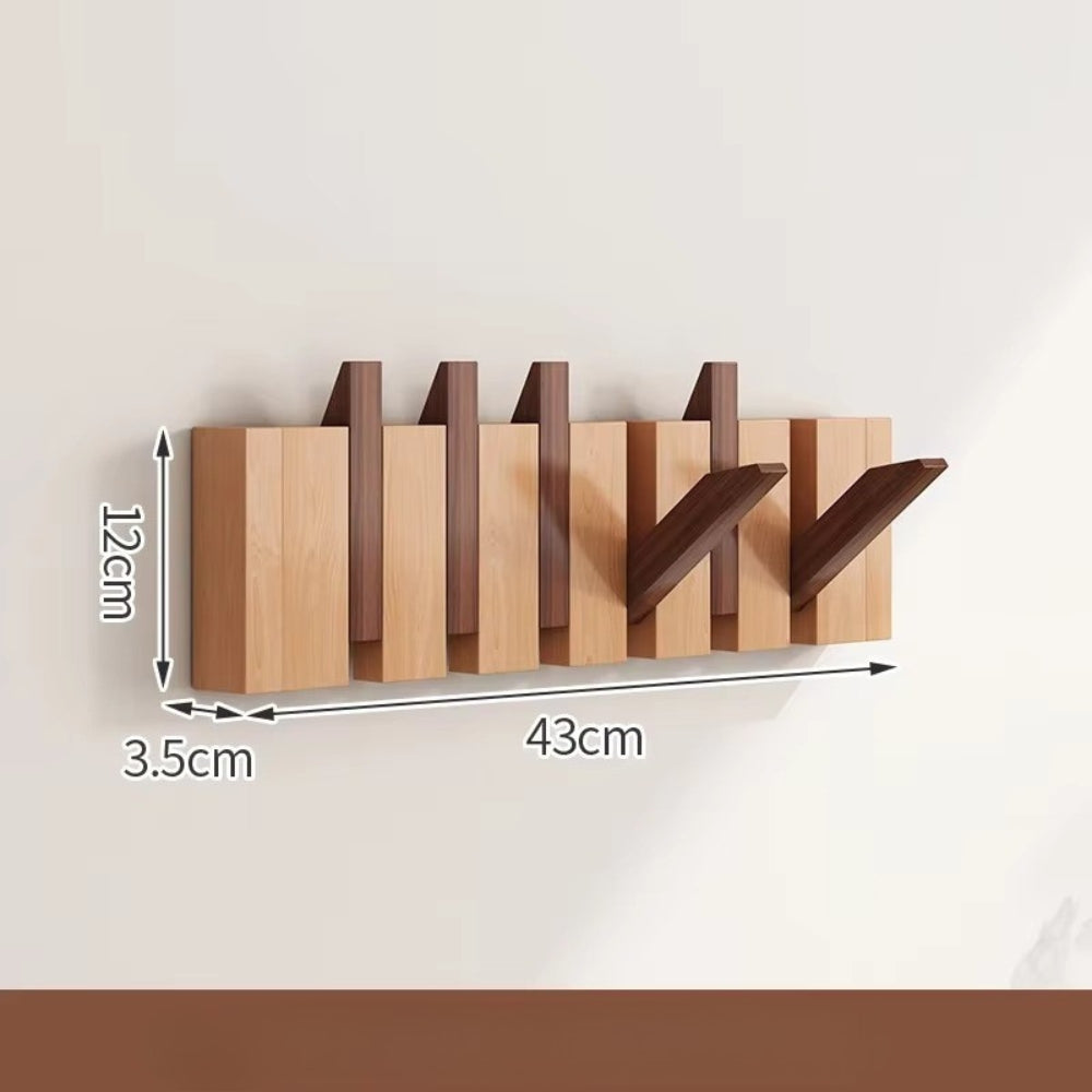 Elegant Foldable Wooden Wall Hook Rack for Easy Organization