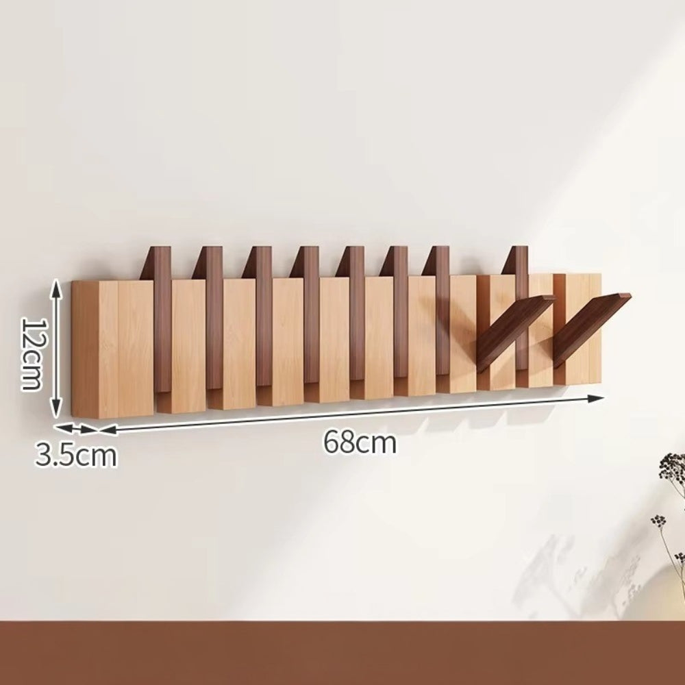 Elegant Foldable Wooden Wall Hook Rack for Easy Organization