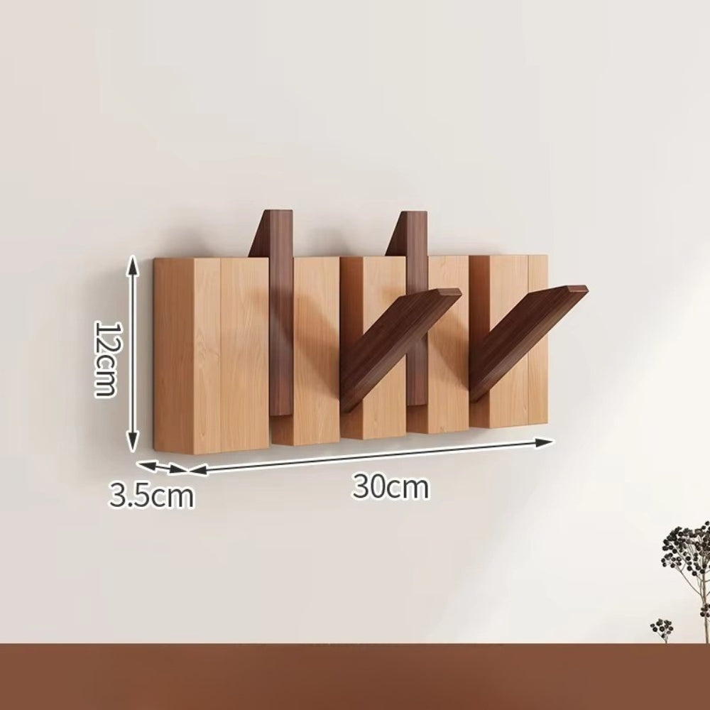 Elegant Foldable Wooden Wall Hook Rack for Easy Organization