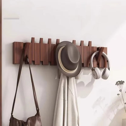 Elegant Foldable Wooden Wall Hook Rack for Easy Organization