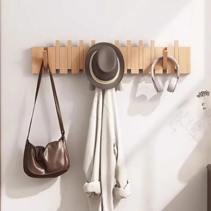 Elegant Foldable Wooden Wall Hook Rack for Easy Organization