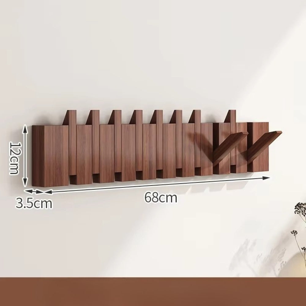 Elegant Foldable Wooden Wall Hook Rack for Easy Organization