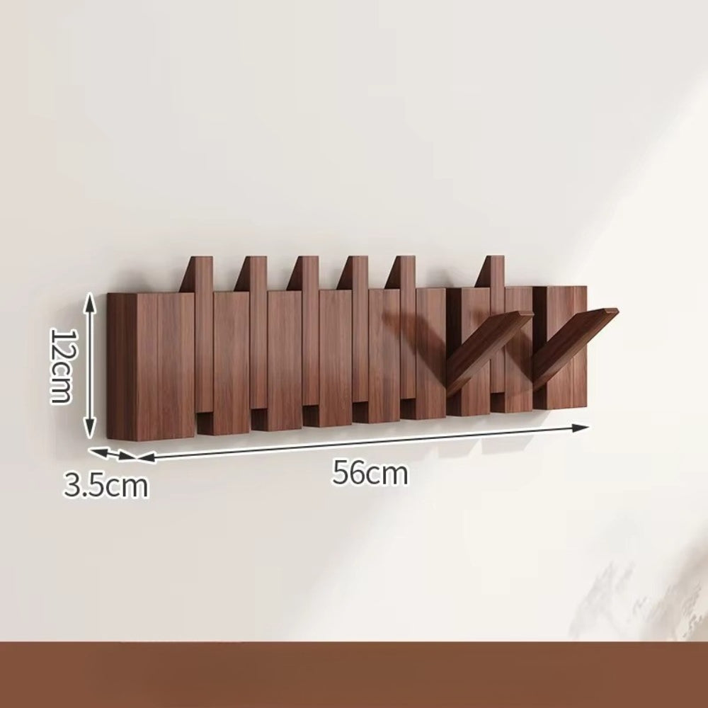 Elegant Foldable Wooden Wall Hook Rack for Easy Organization