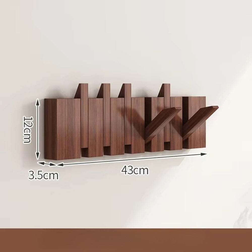 Elegant Foldable Wooden Wall Hook Rack for Easy Organization