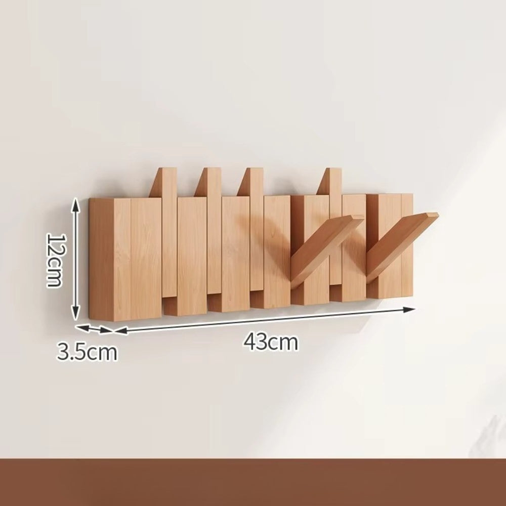 Elegant Foldable Wooden Wall Hook Rack for Easy Organization
