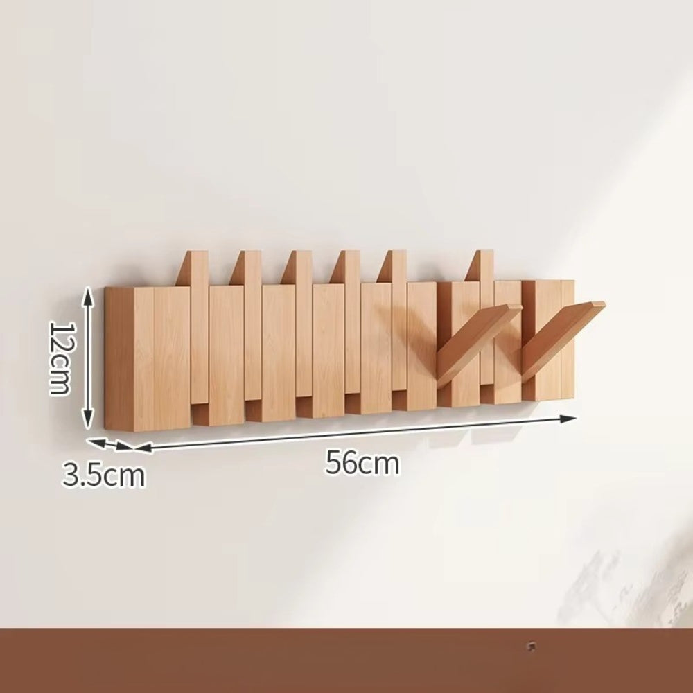 Elegant Foldable Wooden Wall Hook Rack for Easy Organization