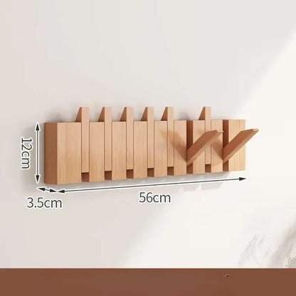 Elegant Foldable Wooden Wall Hook Rack for Easy Organization