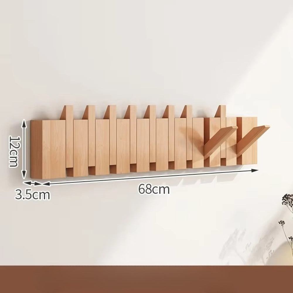 Elegant Foldable Wooden Wall Hook Rack for Easy Organization